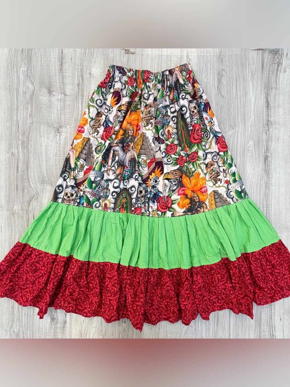 Handcrafted Mexican “Día de Muertos” Maxi Skirt